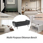 Banquette de rangement capitonnée à couvercle rabattable de 56 po avec accoudoirs