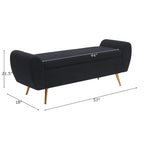 Banquette de rangement capitonnée à couvercle rabattable de 56 po avec accoudoirs