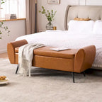 Banquette de rangement capitonnée à couvercle rabattable de 56 po avec accoudoirs