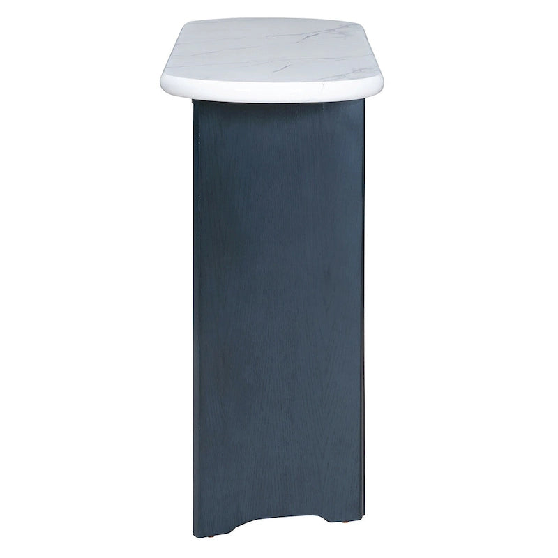 Console d'entrée, table avec plateau ovale en faux marbre pour l'entrée