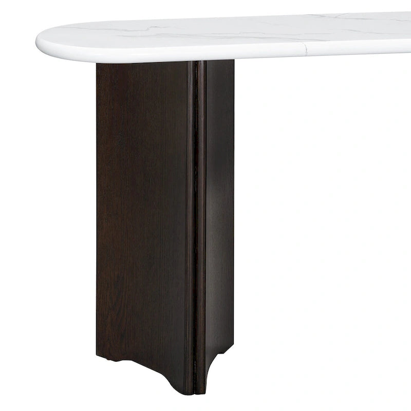Console d'entrée, table avec plateau ovale en faux marbre pour l'entrée