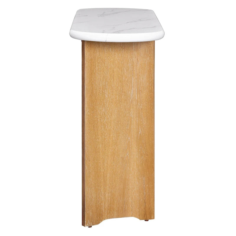 Console d'entrée, table avec plateau ovale en faux marbre pour l'entrée