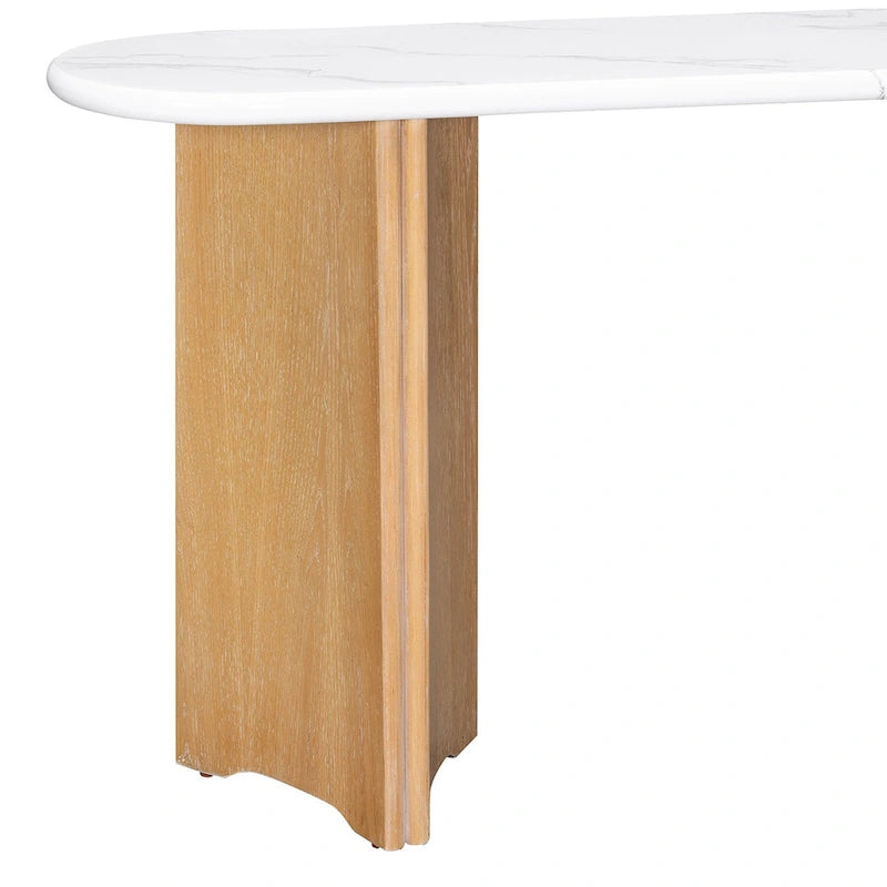 Console d'entrée, table avec plateau ovale en faux marbre pour l'entrée