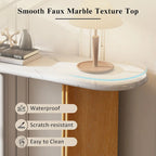 Console d'entrée, table avec plateau ovale en faux marbre pour l'entrée
