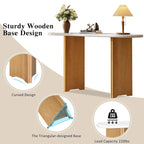 Console d'entrée, table avec plateau ovale en faux marbre pour l'entrée