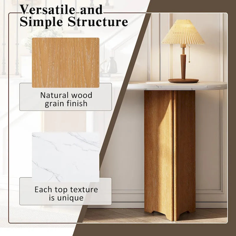 Console d'entrée, table avec plateau ovale en faux marbre pour l'entrée