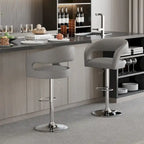 Rounded Mid-Back Barstools with Adjustable Height, Bar Stools(Set of 4)