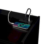 Meuble TV moderne avec tiroirs, ports de chargement intégrés et éclairage LED d'ambiance