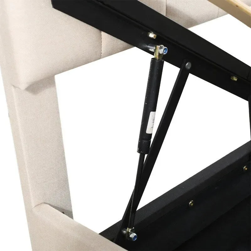Lit coffre King Size avec tête de lit et rangement sous le lit, lit plateforme rembourré avec système de rangement hydraulique