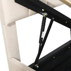 Lit coffre King Size avec tête de lit et rangement sous le lit, lit plateforme rembourré avec système de rangement hydraulique