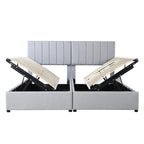 Lit coffre King Size avec tête de lit et rangement sous le lit, lit plateforme rembourré avec système de rangement hydraulique