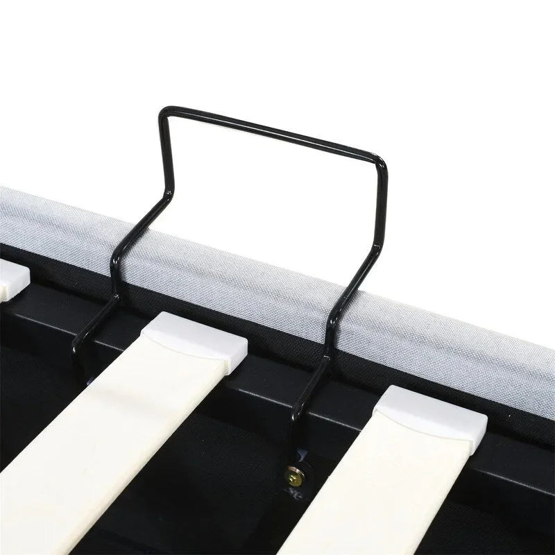 Lit coffre King Size avec tête de lit et rangement sous le lit, lit plateforme rembourré avec système de rangement hydraulique