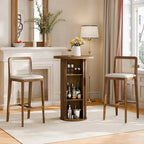 Petite table de salle à manger Tambour avec étagère de rangement à trois niveaux, table de bar ronde de 91 cm de haut - Non disponible