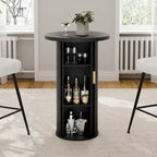 Petite table de salle à manger Tambour avec étagère de rangement à trois niveaux, table de bar ronde de 91 cm de haut - Non disponible
