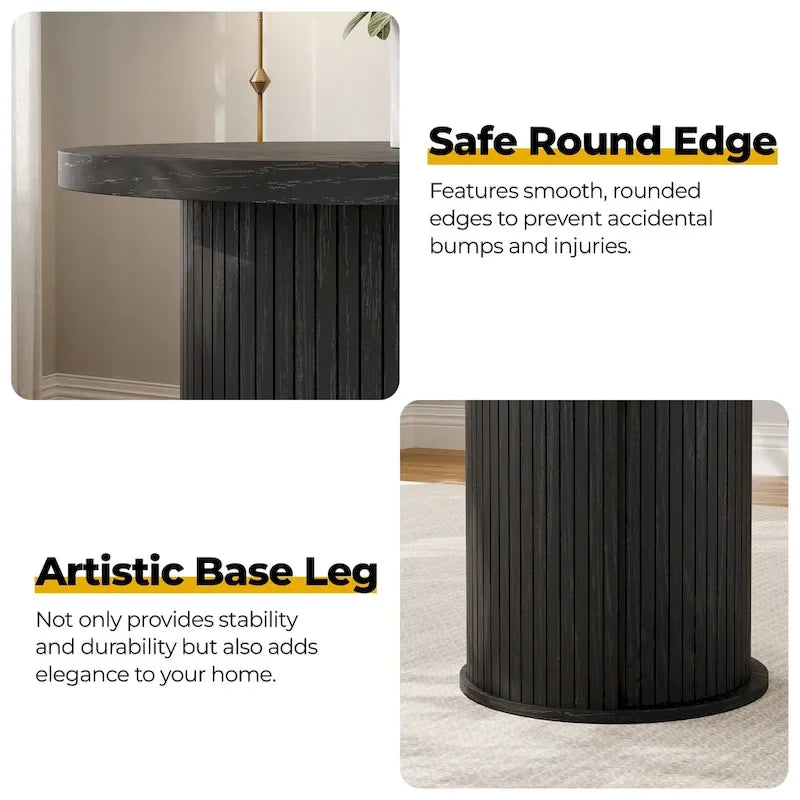 Petite table de salle à manger Tambour avec étagère de rangement à trois niveaux, table de bar ronde de 91 cm de haut - Non disponible