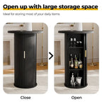 Petite table de salle à manger Tambour avec étagère de rangement à trois niveaux, table de bar ronde de 91 cm de haut - Non disponible