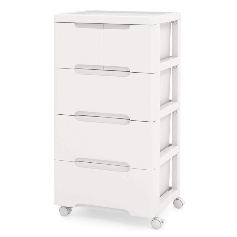 Chariot de rangement roulant Costway à 5 tiroirs en plastique avec 4 poignées universelles - Voir les détails