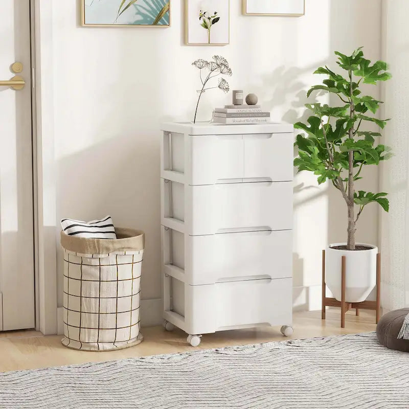 Chariot de rangement roulant Costway à 5 tiroirs en plastique avec 4 poignées universelles - Voir les détails