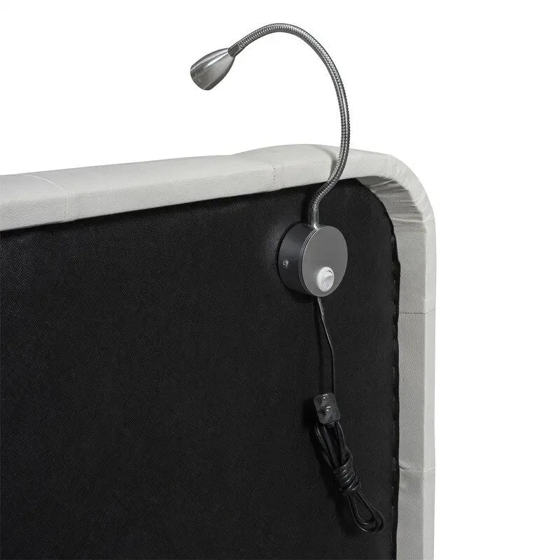 Lit plateforme rembourré avec 2 lampes de lecture intégrées, cadre de lit Queen Size en PU, lit au sol avec tête de lit capitonnée.