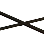 Table basse ronde moderne rétro avec plateau en bois de sapin et piètement croisé noir, idéale pour le salon.