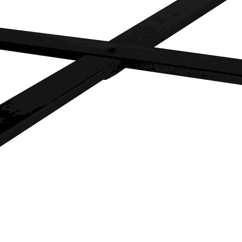 Table basse ronde moderne rétro avec plateau en bois de sapin et piètement croisé noir, idéale pour le salon.