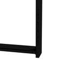 Table basse ronde moderne rétro avec plateau en bois de sapin et piètement croisé noir, idéale pour le salon.