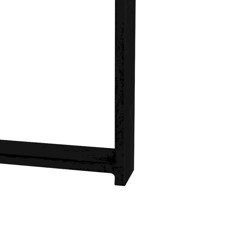 Table basse ronde moderne rétro avec plateau en bois de sapin et piètement croisé noir, idéale pour le salon.