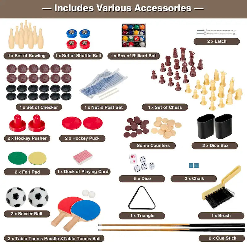 Ensemble de table de jeux combinée 10 en 1 Costway, table de jeux multi-jeux pour la maison - Voir les détails