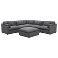 Hobo 6pc Sectional Sofa, Charcoal Gray Fabric, 10 Pillows, 120 Inch