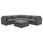 Hobo 6pc Sectional Sofa, Charcoal Gray Fabric, 10 Pillows, 120 Inch