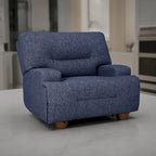 Marissa Wide Seat Power Recliner Chair, Soft Navy Blue Polyester