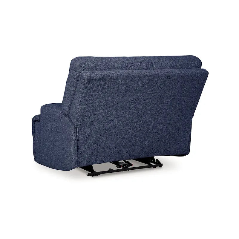 Fauteuil inclinable électrique Marissa à assise large, en polyester bleu marine doux