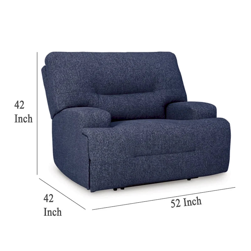 Fauteuil inclinable électrique Marissa à assise large, en polyester bleu marine doux
