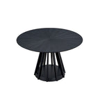 Ensemble de salle à manger 5 pièces en bois massif, ensemble de meubles de cuisine ronds avec table de cuisine à pied central en bois et 4 chaises rembourrées