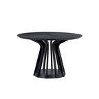 Ensemble de salle à manger 5 pièces en bois massif, ensemble de meubles de cuisine ronds avec table de cuisine à pied central en bois et 4 chaises rembourrées