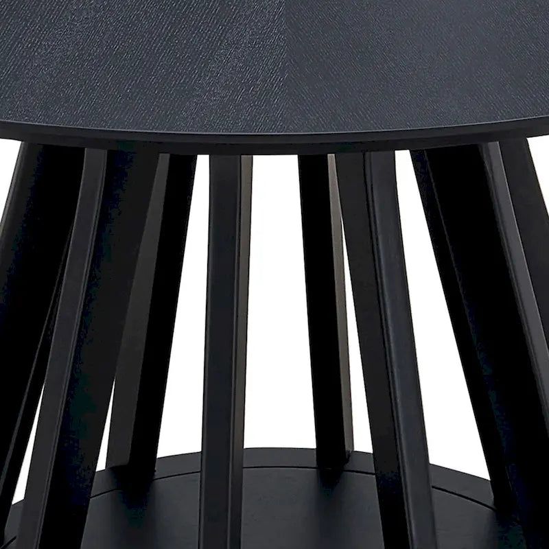 Ensemble de salle à manger 5 pièces en bois massif, ensemble de meubles de cuisine ronds avec table de cuisine à pied central en bois et 4 chaises rembourrées