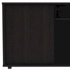 Meuble TV moderne noir pour téléviseurs de 65 pouces avec placards et étagères ouvertes, finition en bois wengé - 51 cm (H) x 150 cm (L) x 38 cm (P)