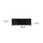 Meuble TV moderne noir pour téléviseurs de 65 pouces avec placards et étagères ouvertes, finition en bois wengé - 51 cm (H) x 150 cm (L) x 38 cm (P)