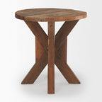 Table d'appoint HomeRoots 26 en bois recyclé brun vieilli - 65,4 cm x 66 cm x 65,4 cm