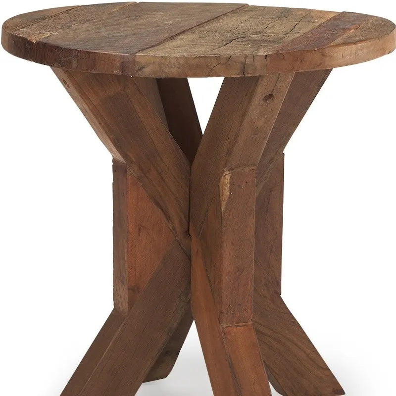 Table d'appoint HomeRoots 26 en bois recyclé brun vieilli - 65,4 cm x 66 cm x 65,4 cm