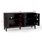 Buffet/meuble d'appoint ajouré, meuble de rangement d'entrée de 60,5 pouces, console multimédia à 4 portes
