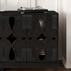 Buffet/meuble d'appoint ajouré, meuble de rangement d'entrée de 60,5 pouces, console multimédia à 4 portes