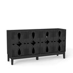 Buffet/meuble d'appoint ajouré, meuble de rangement d'entrée de 60,5 pouces, console multimédia à 4 portes