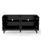Buffet/meuble d'appoint ajouré, meuble de rangement d'entrée de 60,5 pouces, console multimédia à 4 portes