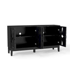 Buffet/meuble d'appoint ajouré, meuble de rangement d'entrée de 60,5 pouces, console multimédia à 4 portes