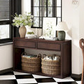 55 Rustic Wooden Entryway Console Table(Espresso)