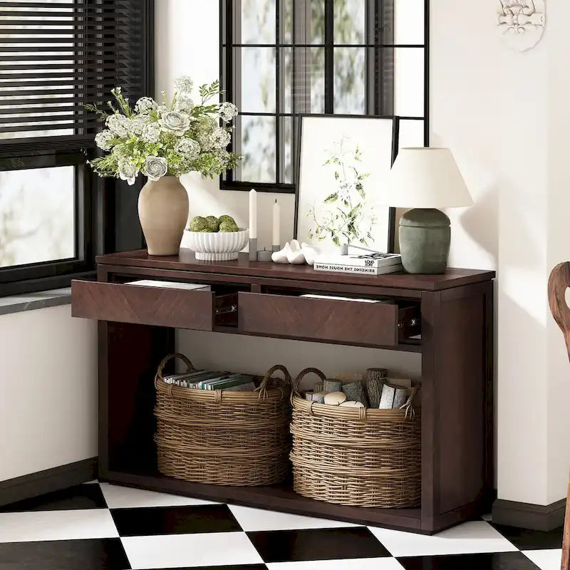 Console d'entrée rustique en bois 55 (Espresso)