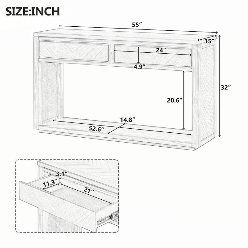 Console d'entrée rustique en bois 55 (Espresso)