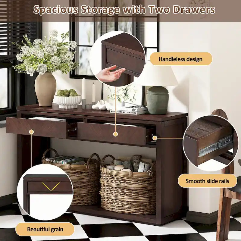 Console d'entrée rustique en bois 55 (Espresso)