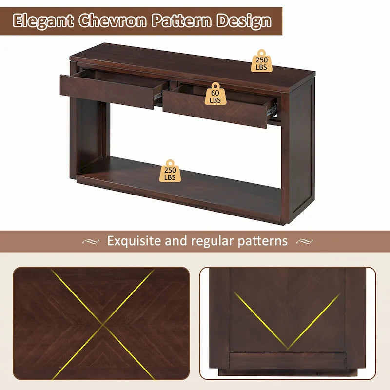 Console d'entrée rustique en bois 55 (Espresso)